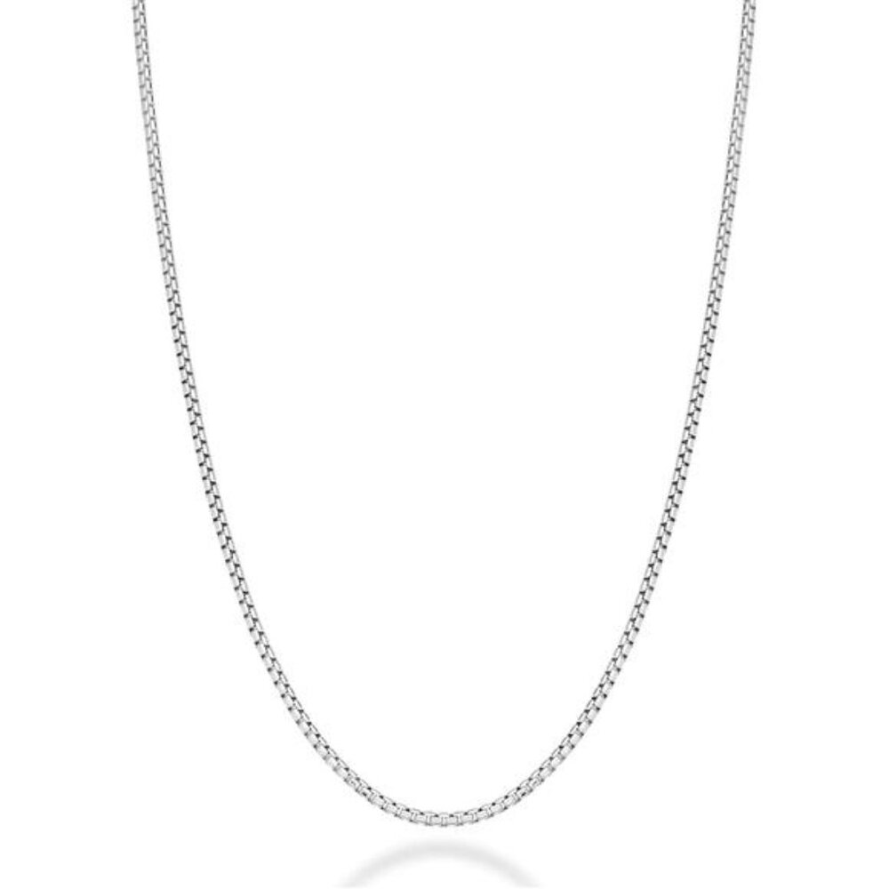Italian 925 Sterling Silver Solid 2mm Round Box Chain Necklace for Women